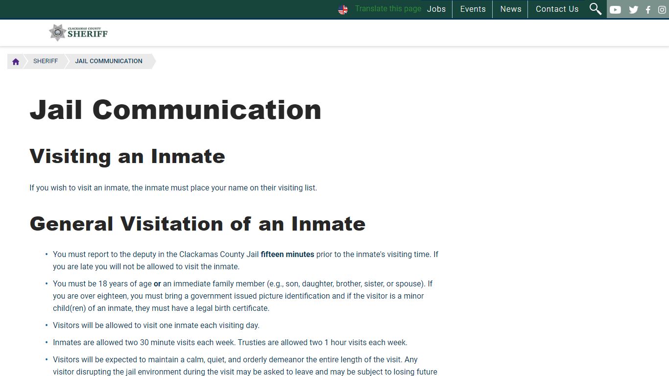 Jail Communication | Clackamas County